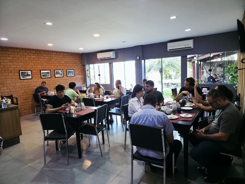 Guests having breakfast in the breakfast room